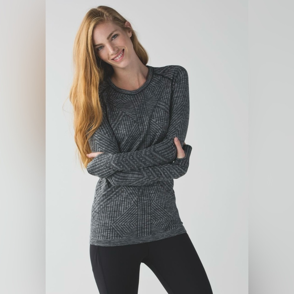 Lululemon Rest Less Pullover Long Sleeve Crew Neck Size 6 Heathered Black